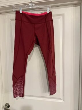 lululemon athletica Burgundy Leggings with Mesh Hem